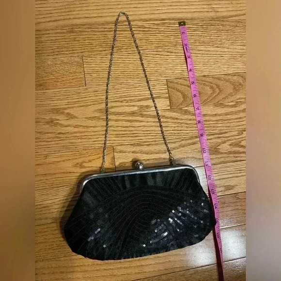 Jessica McClintock Black  Sequins CLUTCH HANDBAG EVENING BAG - Picture 3 of 4